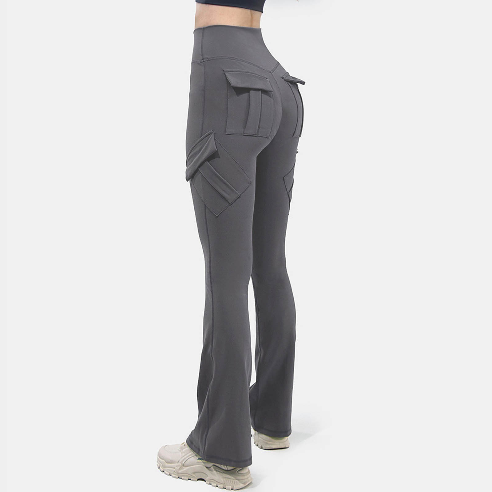 thumbnail image 5 of Pantalones casuales acampanados con bolsillos para mujer - Athleisure/yoga, poliéster, todas las estaciones, S-XL, 5 of 8